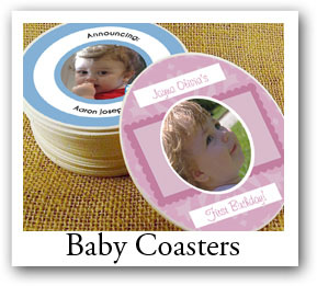 baby shower coasters, coasters with photo, custom photo coaster, coaster with logo